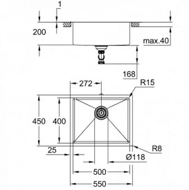 Мойка для кухни Grohe К700 55х45 см под столешницу нержавеющая сталь теплый закат 31574DL1