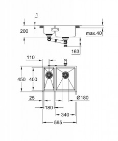 Мийка для кухні Grohe K700 59,5х45 см нержавіюча сталь матова 31576SD1