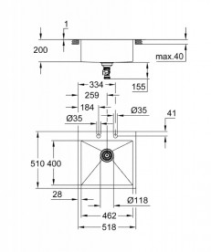 Мийка для кухні Grohe K800 51,8х51 см нержавіюча сталь матова 31583SD1