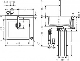 Мийка для кухні Hansgrohe C51 C51-F450-06 з одноважільним змішувачем і системою зливу з ручним керуванням графіт 43217000