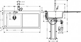 Мойка для кухни Hansgrohe C51 C51-F450-11 с однорычажным смесителем и системой слива с автоматическим управлением графит 43227000