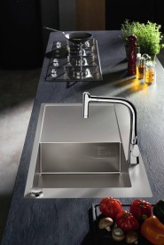 Мойка для кухни Hansgrohe C71 C71-F450-02 с однорычажным кухонным смесителем и системой слива с автоматическим управлением сталь 43208800
