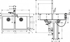 Мийка для кухні Hansgrohe C71 C71-F765-05 з одноважільним кухонним змішувачем і системою зливу з автоматичним управлінням хром 43211000