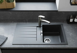 Мойка для кухни Hansgrohe S52 S520-F345 86х50 см крыло слева SilicaTec черный графит 43356170