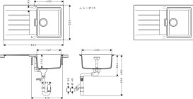Мойка для кухни Hansgrohe S52 S520-F345 86х50 см крыло слева SilicaTec черный графит 43356170