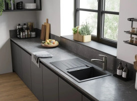 Мойка для кухни Hansgrohe S52 S520-F345 86х50 см крыло слева SilicaTec черный графит 43356170