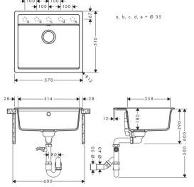 Мойка для кухни Hansgrohe S52 S520-F510 57х51 см SilicaTec серый камень 43359290