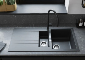 Мийка для кухні Hansgrohe S52 S520-F530 100х50 см крило зліва SilicaTec чорний графіт 43357170