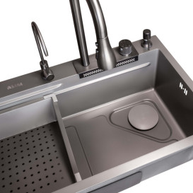 Мийка для кухні Insana Bakai 75х46 см з переливом нержавіюча сталь grey gun А0056980