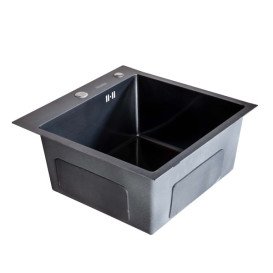 Мийка для кухні Insana Extor 50х50 з переливом нержавіюча сталь чорний А0056971
