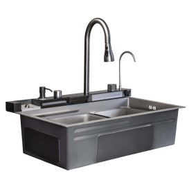 Мойка для кухни Insana Karafa 75х45 см с переливом нержавеющая сталь grey gun А0056979