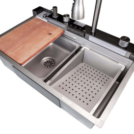 Мойка для кухни Insana Karafa 75х45 см с переливом нержавеющая сталь grey gun А0056979