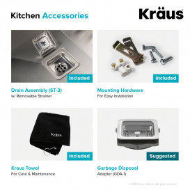 Мойка для кухни Kraus Pax 36,8х47 см под столшницу нержавеющая сталь KHU15