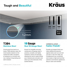 Мойка для кухни Kraus Pax 36,8х47 см под столшницу нержавеющая сталь KHU15