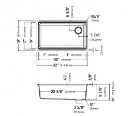 Мийка для кухні Kraus Bellucci 81,3х48,2 см під стільницю композитний граніт чорний KGUW2-33MBL