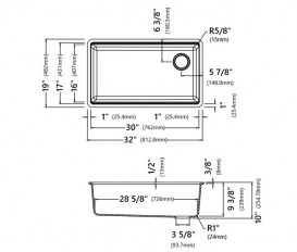Мойка для кухни Kraus Bellucci 81,3х48,2 см под столешницу композитный гранит белый KGUW1-33WH