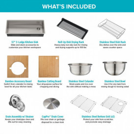 Мийка для кухні Kraus Kore 144,8х48,3 см під стільницю нержавіюча сталь KWU210-57