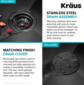 Мийка для кухні Kraus Kore 58,42х48,26 см нижнього монтажу нержавіюча сталь чорний KWU1111-23-PGM