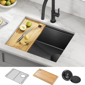 Мийка для кухні Kraus Kore 58,42х48,26 см нижнього монтажу нержавіюча сталь чорний KWU1111-23-PGM