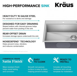 Мойка для кухни Kraus Kore 71,1х55,9 см нержавеющая сталь KWT310-28