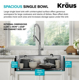Мойка для кухни Kraus Kore 71,1х55,9 см нержавеющая сталь KWT310-28