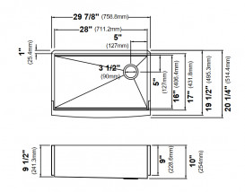 Мойка для кухни Kraus Kore 75,9х49,6 см с передним фартуком нижнего монтажа нержавеющая сталь KWF210-30