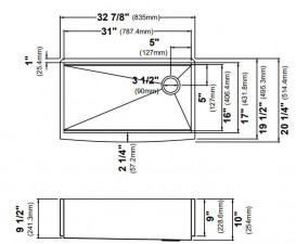 Мийка для кухні Kraus Kore 83,5х51,4 см нержавіюча сталь сірий KWF210-33/PGM