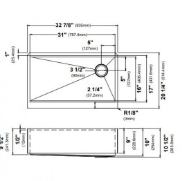 Мойка для кухни Kraus Kore 83,5х51,4 см нержавеющая сталь серый KWF410-33/PGM