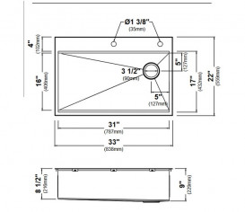 Мойка для кухни Kraus Kore 83,8х55,9 см нержавеющая сталь KWT310-33