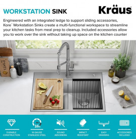 Мийка для кухні Kraus Kore подвійна 76,2х55,9 см нержавіюча сталь KWT302-30