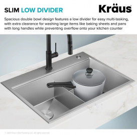 Мийка для кухні Kraus Kore подвійна 76,2х55,9 см нержавіюча сталь KWT302-30