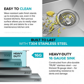 Мийка для кухні Kraus Kore подвійна 76,2х55,9 см нержавіюча сталь KWT302-30