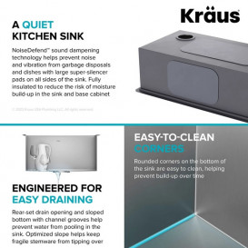 Мийка для кухні Kraus Kore під стільницю 53,3х43,2 см нержавіюча сталь KWU111-21