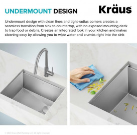 Мийка для кухні Kraus Kore під стільницю 53,3х43,2 см нержавіюча сталь KWU111-21