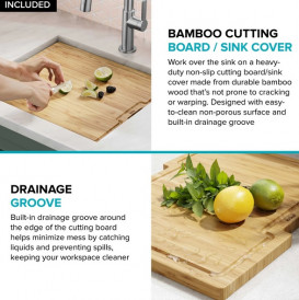 Мийка для кухні Kraus Kore під стільницю 53,3х43,2 см нержавіюча сталь KWU111-21