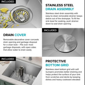 Мийка для кухні Kraus Kore під стільницю 53,3х43,2 см нержавіюча сталь KWU111-21