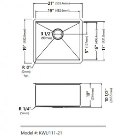 Мийка для кухні Kraus Kore під стільницю 53,3х43,2 см нержавіюча сталь KWU111-21