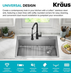 Мойка для кухни Kraus Loften 83,8х55,9 см нержавеющая сталь KHT410-33