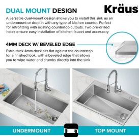 Мойка для кухни Kraus Loften 83,8х55,9 см нержавеющая сталь KHT410-33