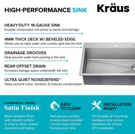 Мойка для кухни Kraus Loften 83,8х55,9 см нержавеющая сталь KHT410-33