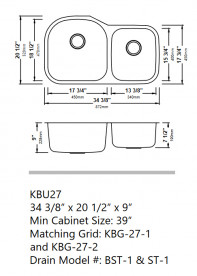 Мийка для кухні Kraus Premier 87,2х52 см під стільницю нержавіюча сталь KBU27