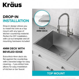 Мойка для кухни Kraus Standart Pro 55,9х55,9 см нержавеющая сталь KHT301-22L