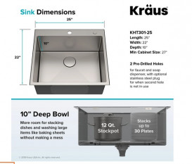 Мийка для кухні Kraus Standart Pro 63,5х55,9 см нержавіюча сталь KHT301-25