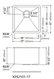 Мийка для кухні Kraus Standart Pro під стільницю 43,2х43,2 см нержавіюча сталь KHU101-17