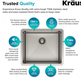 Мойка для кухни Kraus Standart Pro под столешницу 53,3х45,7 см нержавеющая сталь KHU101-21