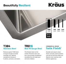 Мойка для кухни Kraus Standart Pro под столешницу 53,3х45,7 см нержавеющая сталь KHU101-21