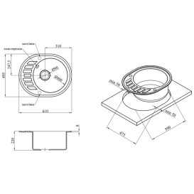 Мойка для кухни Kroner KompositGRB-6250 61х49,5 см искусственный камень графитовый CV027416