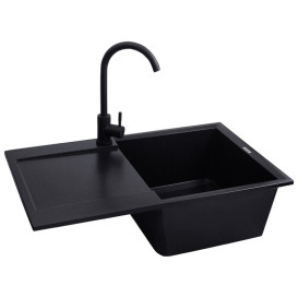 Мийка для кухні Kroner KompositSCH-7850 78х50 см штучний камінь чорний CV031067