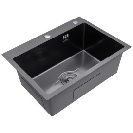 Мийка для кухні Kroner KRP Derby KD5843HM ​​58х43 см нержавіюча сталь чорний PVD CV027241