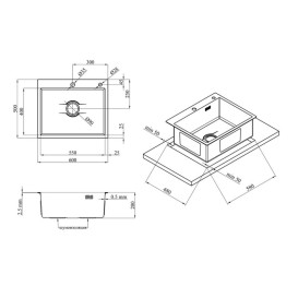 Мийка для кухні Kroner KRP Derby KD6050HM 60х50 см нержавіюча сталь чорний PVD CV027242